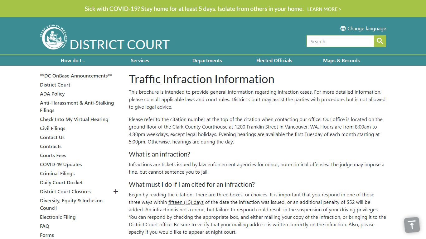 Traffic Infraction Information | Clark County